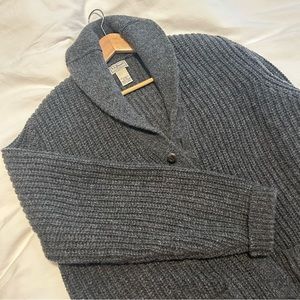 Men's L.L.Bean Classic Ragg Wool Sweater, Cardigan - Size XL - Charcoal Gray